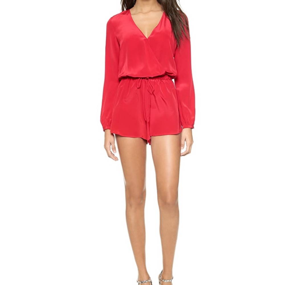 POPPY RED LONG SLEEVE ROMPER FROM REVOLVE